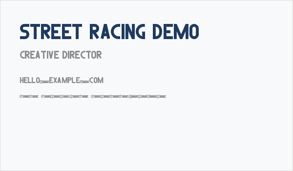 Street Racing Demo Business Card