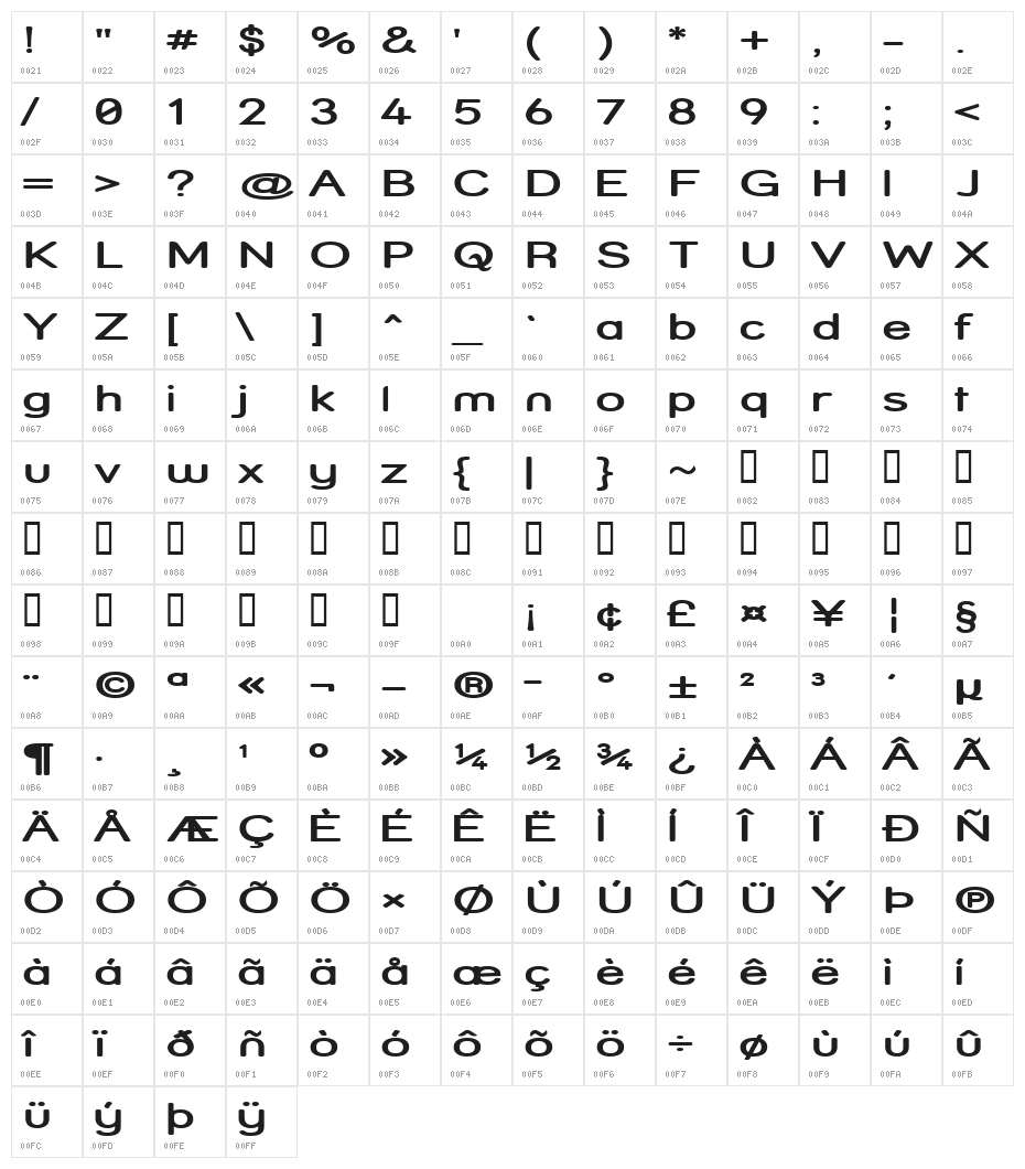 Street  SemiBold Compressed Character Map