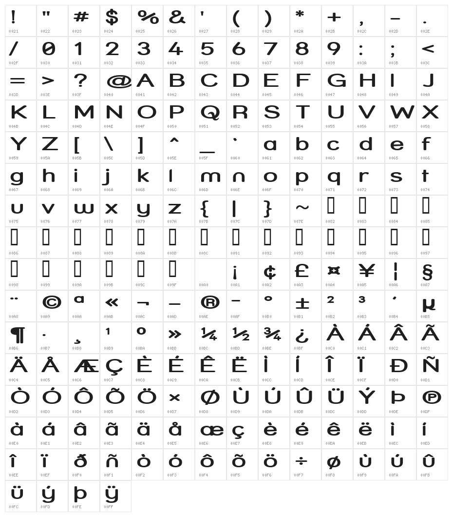 Street  SemiBold Expanded Character Map