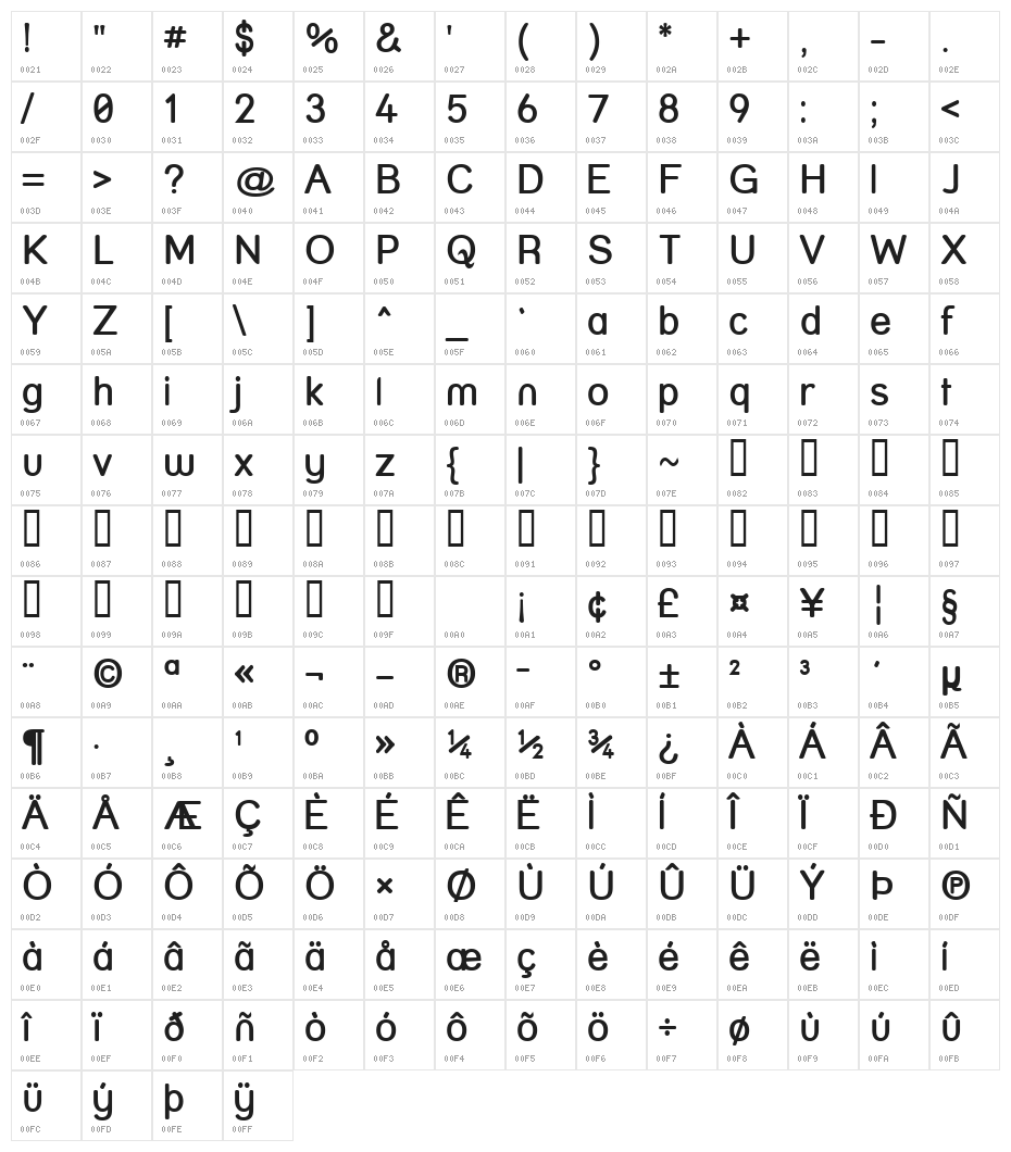 Street  SemiBold Character Map