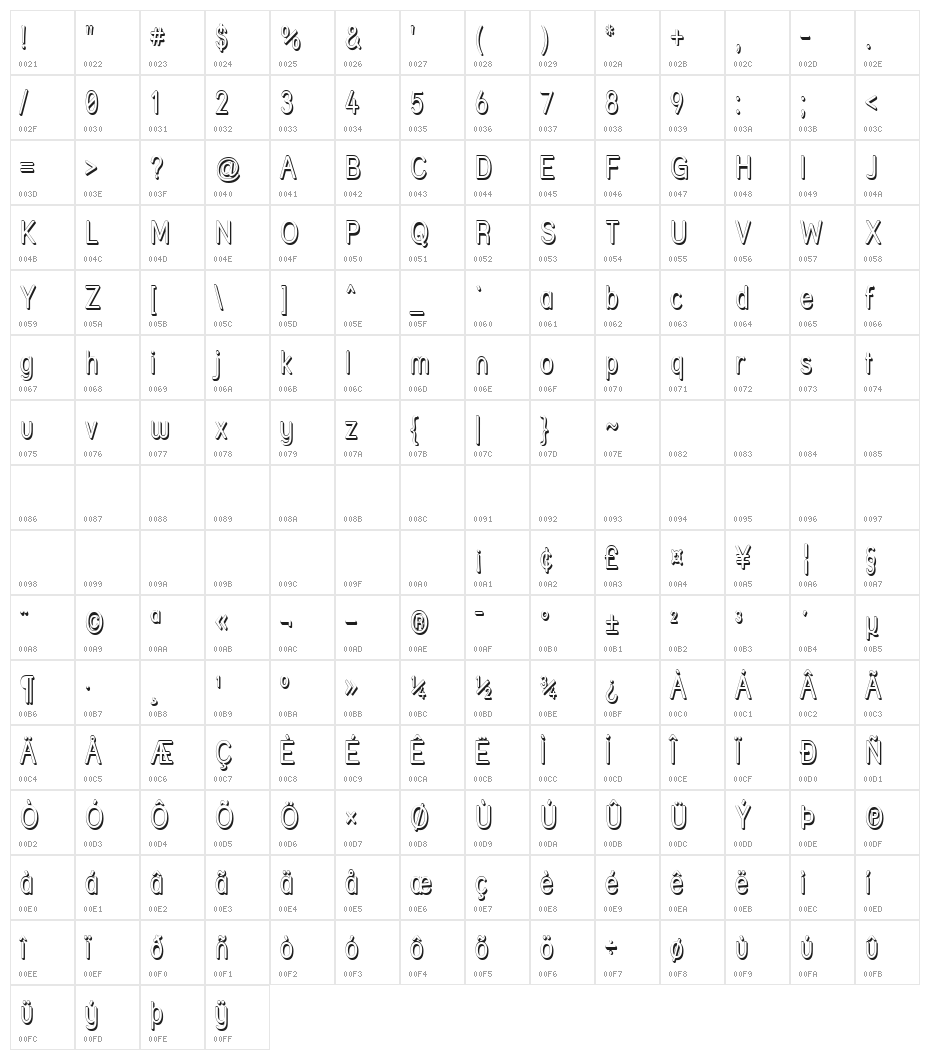 Street Shadow - Narrow Character Map