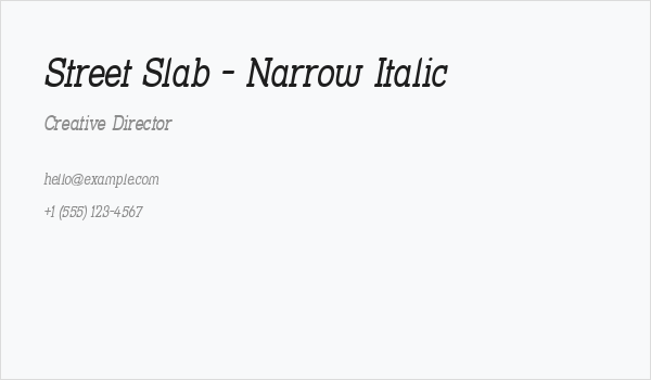 Street Slab - Narrow Italic Business Card