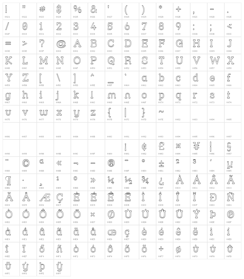 Street Slab - Outline Character Map