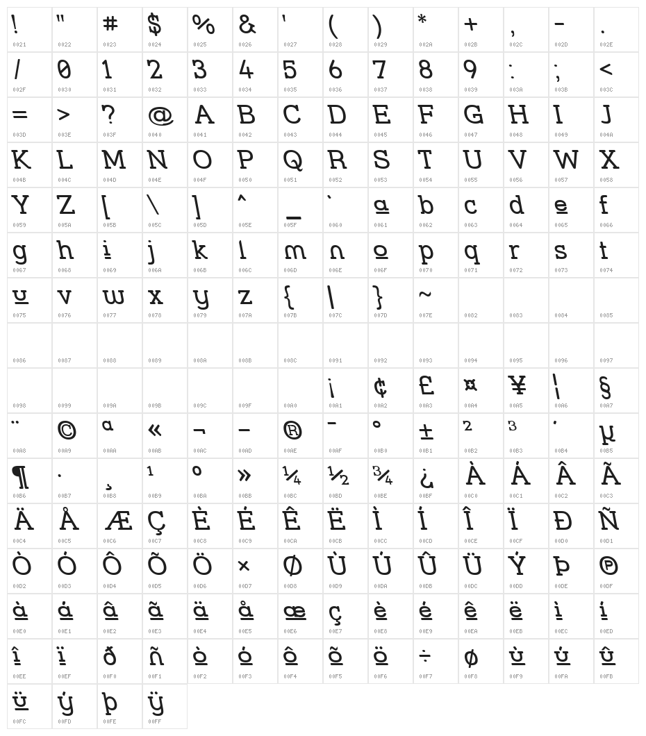 Street Slab Upper - Rev Character Map
