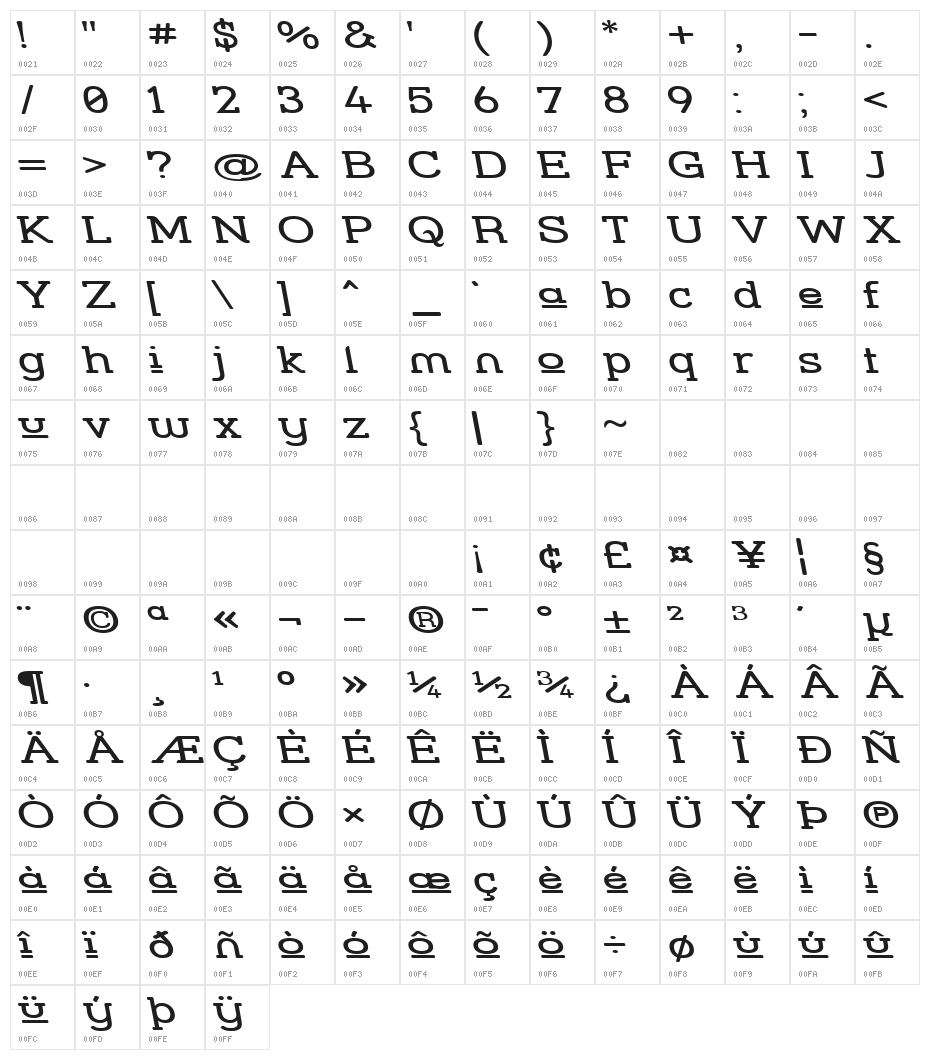 Street Slab Upper - Wide Rev Character Map