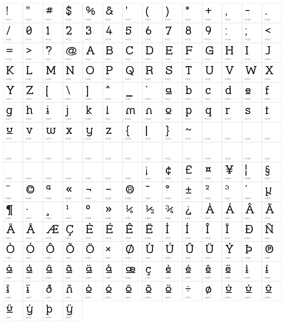 Street Slab Upper Character Map