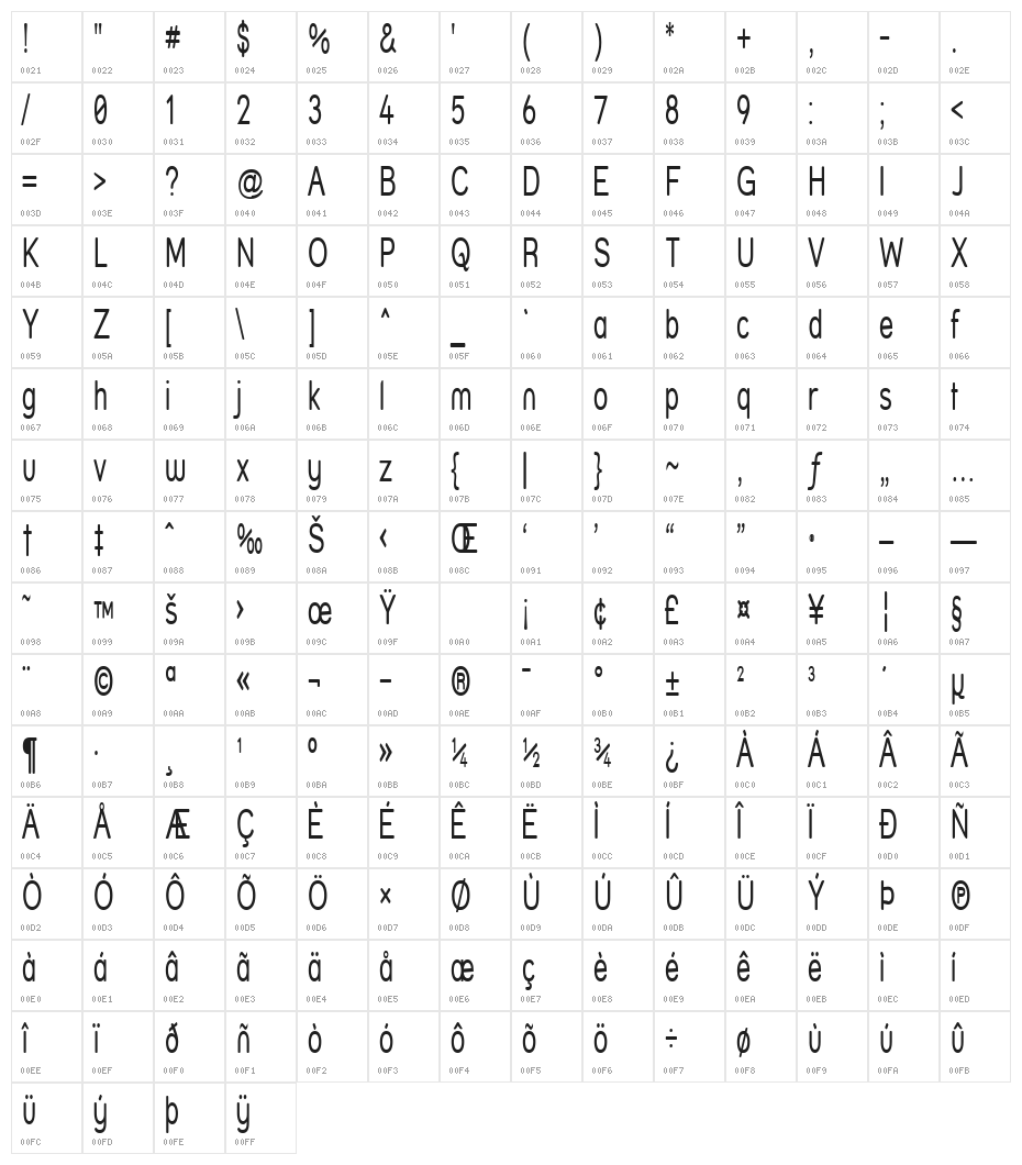 Street - Thin Character Map