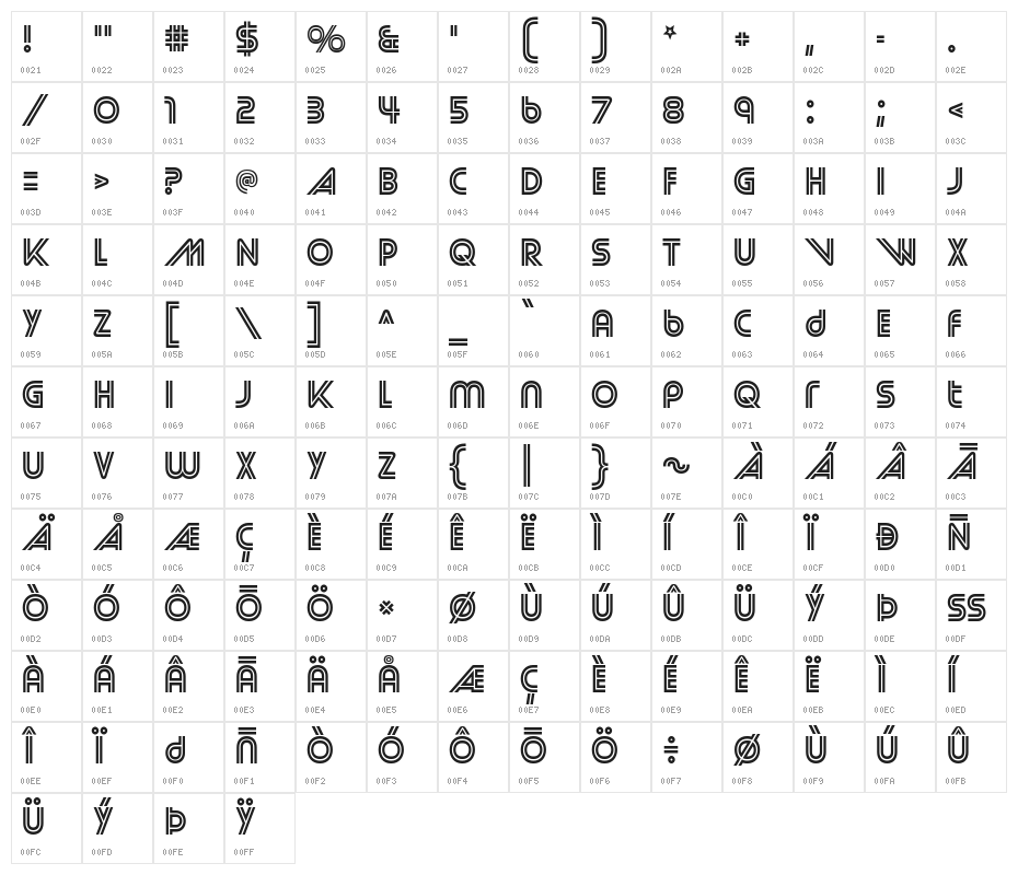 StreetCred-Regular Character Map