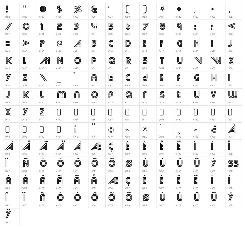 StreetCred-Regular Character Map