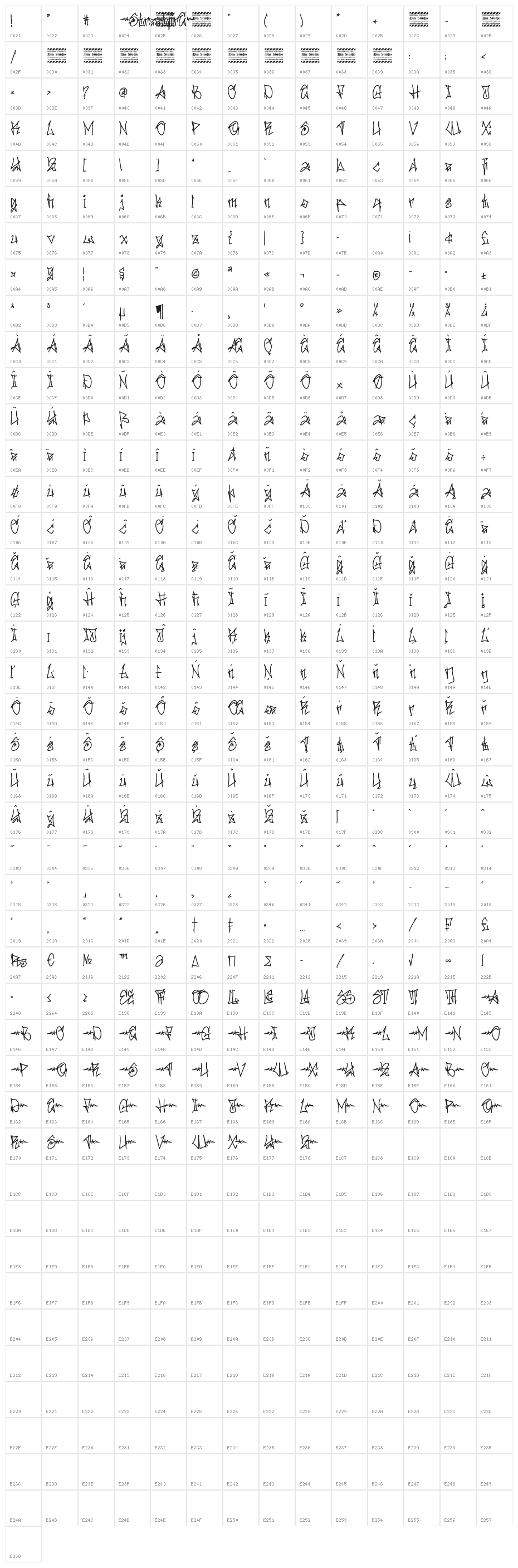 Streetfire personal use Character Map