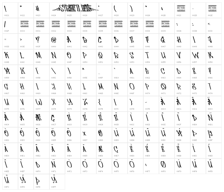 Streetlife Personal use Character Map
