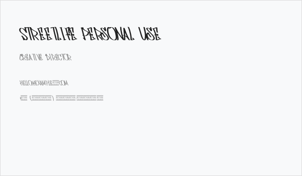 Streetlife Personal use Business Card