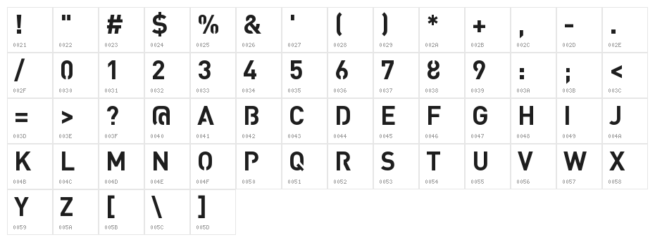 Streetvertising Bold Character Map