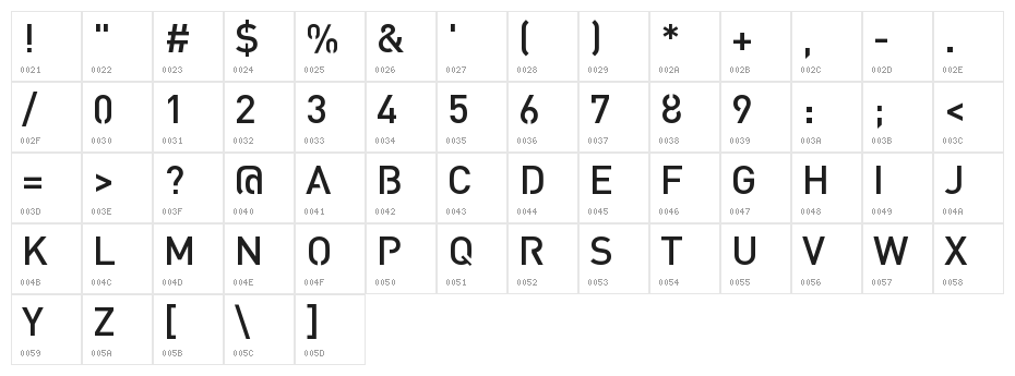 Streetvertising Medium Character Map