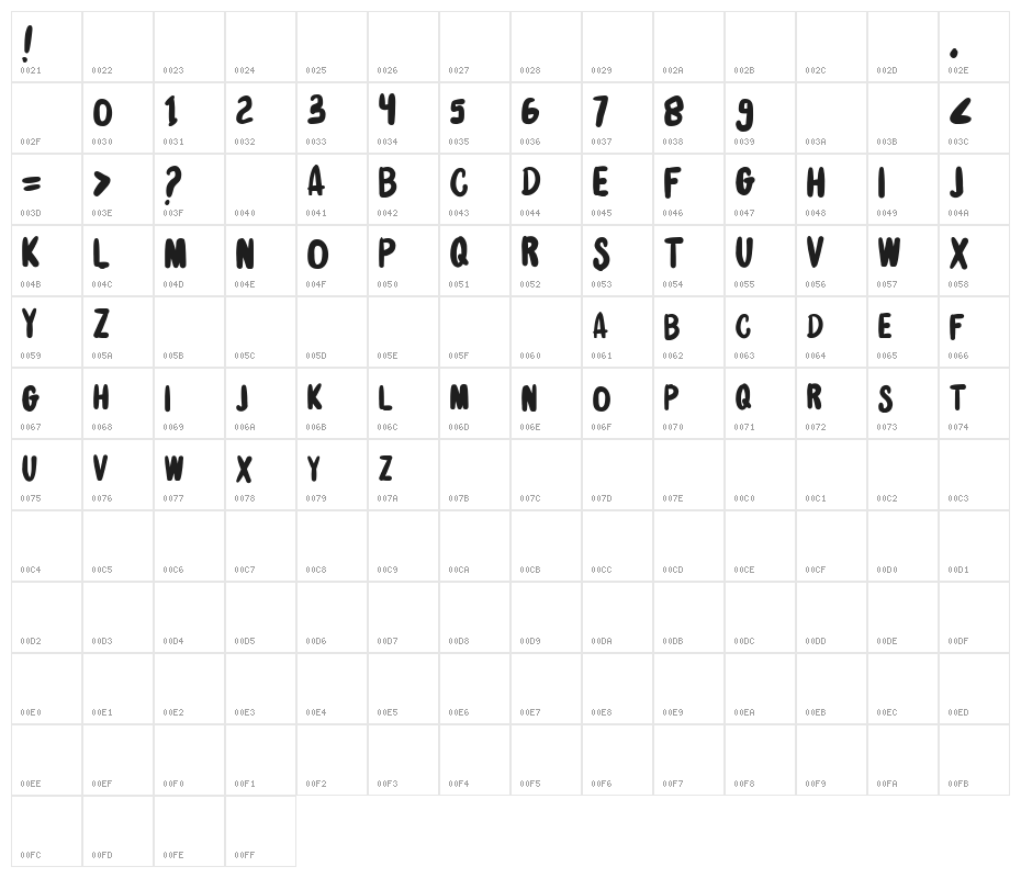StrengthNight-Regular Character Map