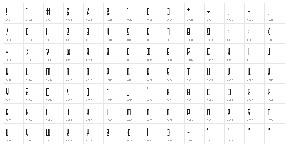 Stretched Electrons Character Map