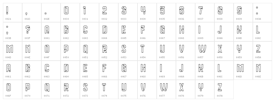 Stretcher Regular Character Map