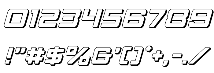 Strike Fighter 3D Italic Font OTHER CHARS
