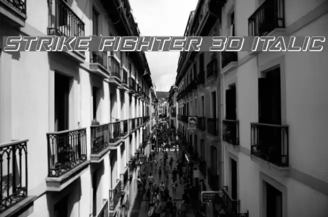 Strike Fighter 3D Italic Font examples