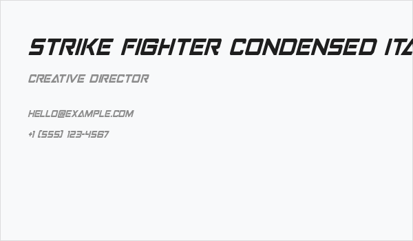 Strike Fighter Condensed Italic Business Card