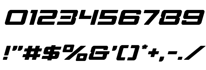 Strike Fighter Expanded Italic Font OTHER CHARS