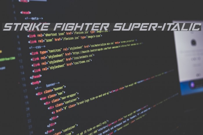 Strike Fighter Super-Italic Font examples