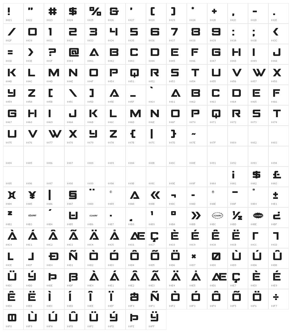 Strike Fighter Title Character Map