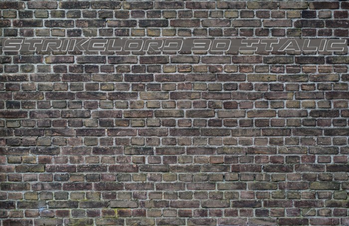 Strikelord 3D Italic Font examples