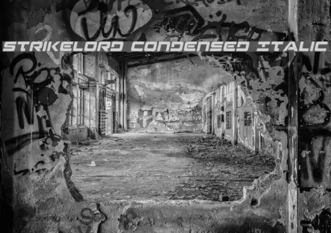 Strikelord Condensed Italic Font examples