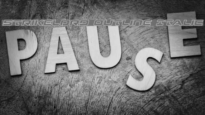 Strikelord Outline Italic Font examples