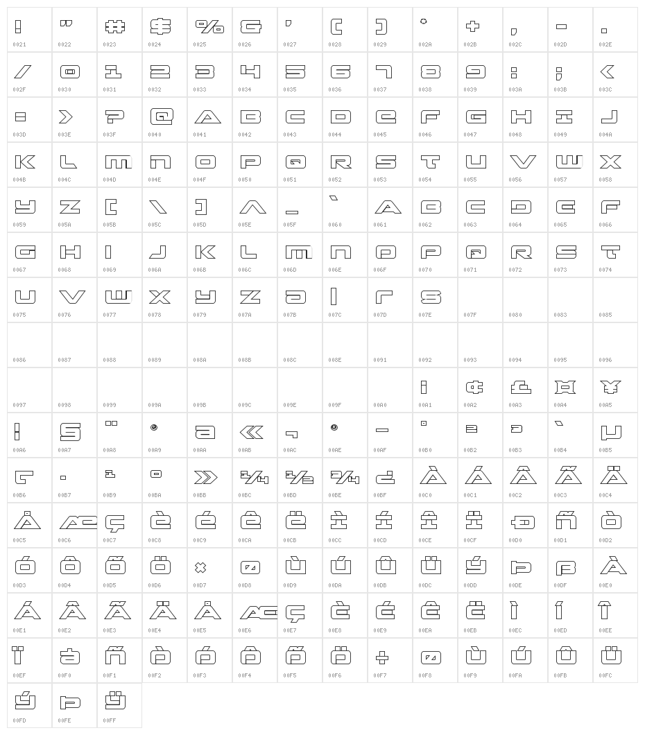 Strikelord Outline Character Map