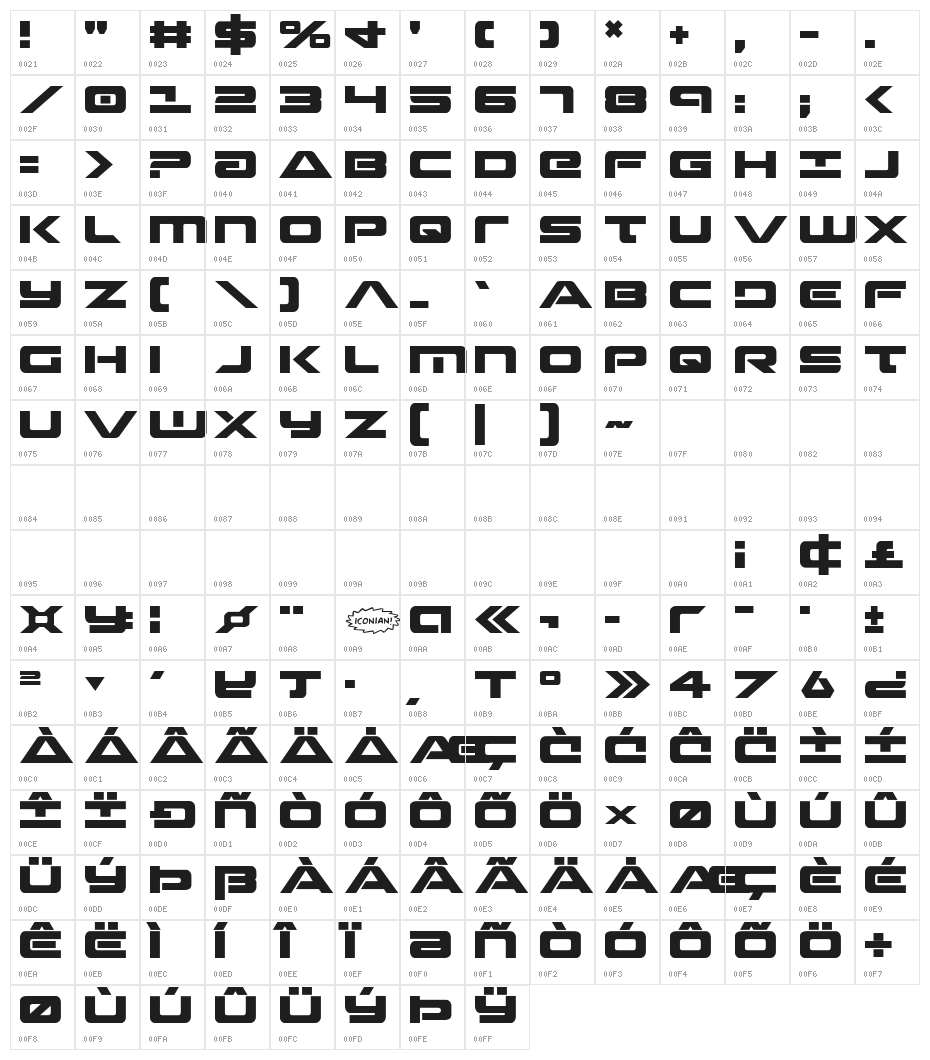 Strikelord Regular Character Map