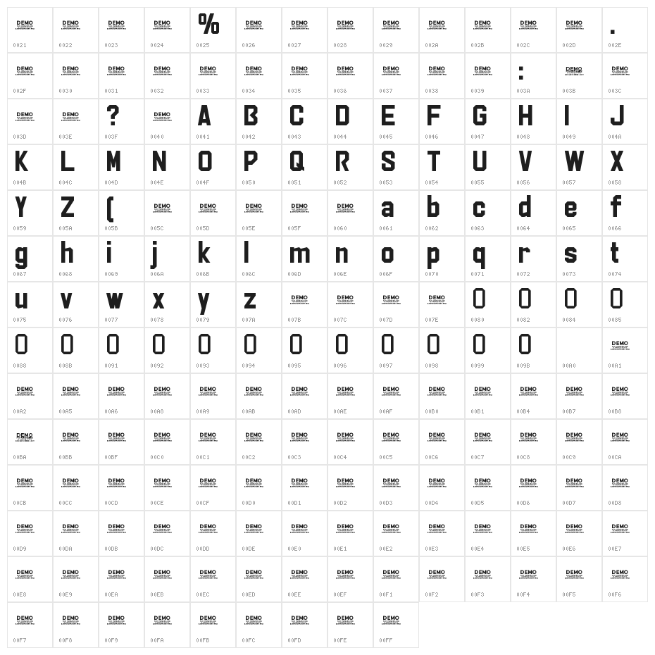Striker Eureka PERSONAL USE Character Map