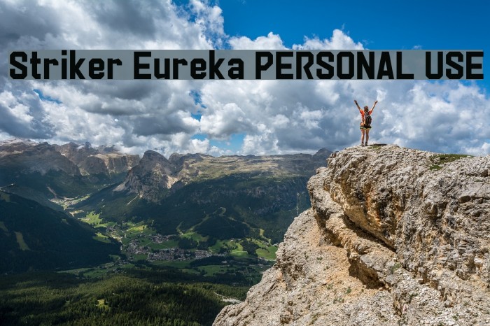 Striker Eureka PERSONAL USE Font examples