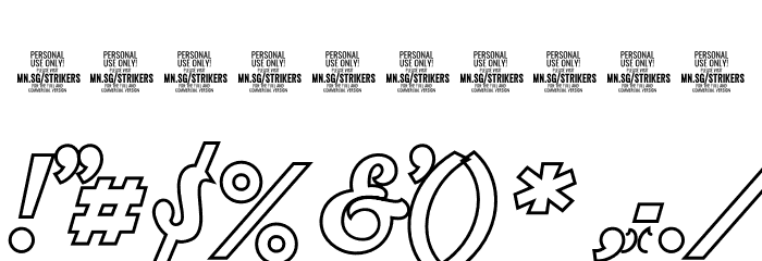 Strikers Outline PERSONAL Regular Font OTHER CHARS