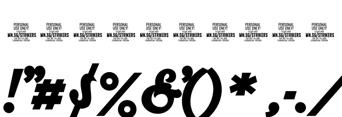 Strikers Script Bold PERSONAL Regular Font OTHER CHARS