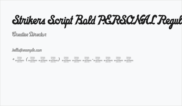 Strikers Script Bold PERSONAL Regular Business Card