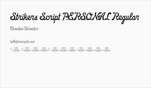 Strikers Script PERSONAL Regular Business Card