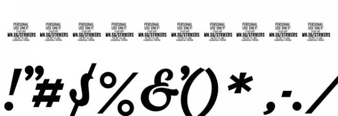 Strikers Swash PERSONAL Regular Font OTHER CHARS