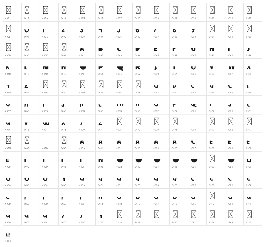 Strip Line Down Character Map