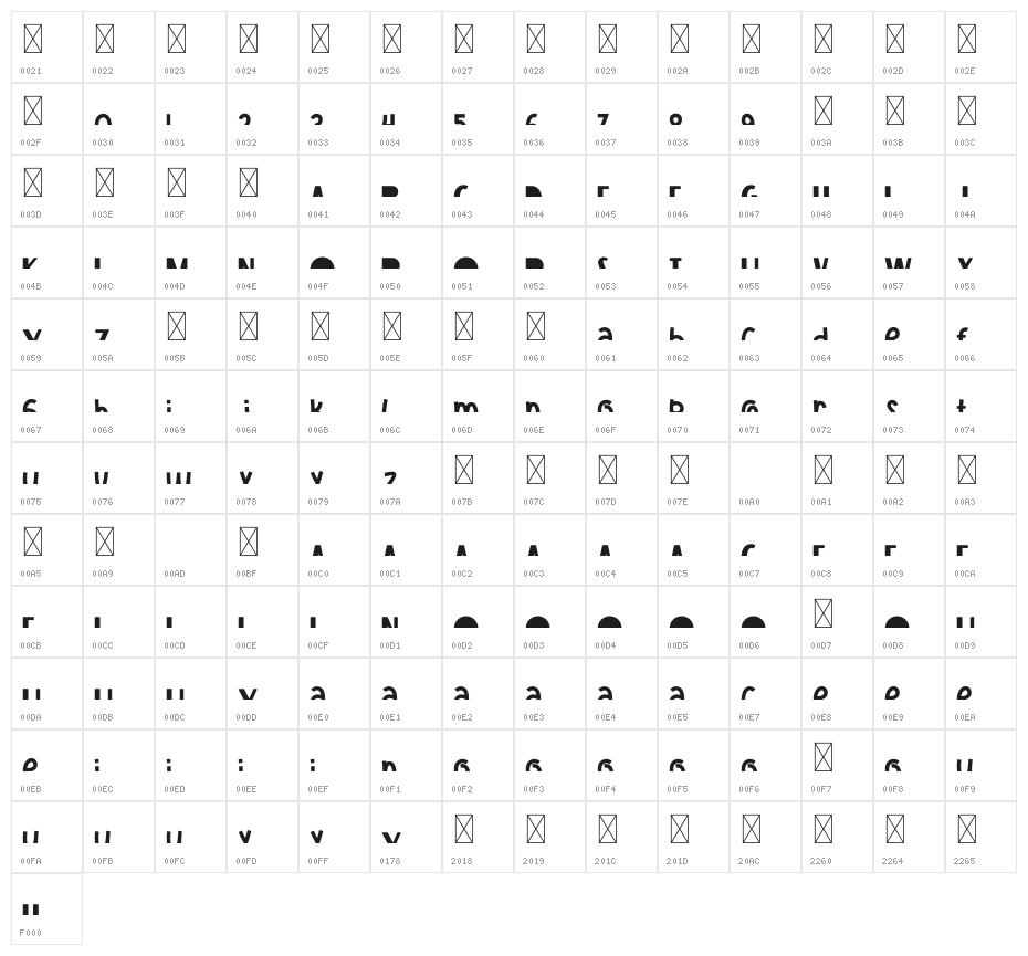 Strip Line Up Character Map