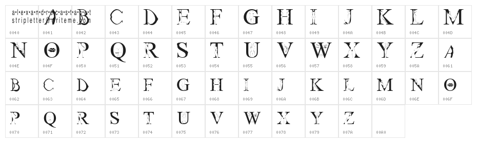 StripLetter1 Character Map