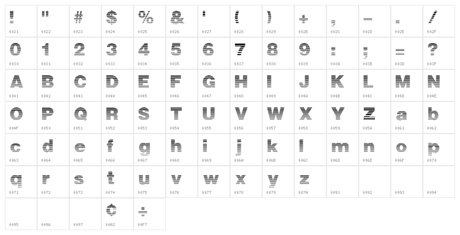 StripedSansBlack Character Map