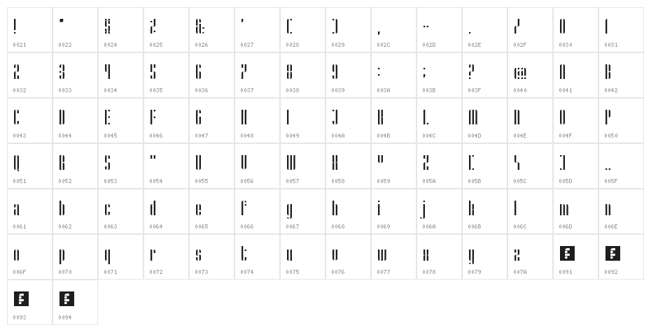 Stripes Regular Character Map