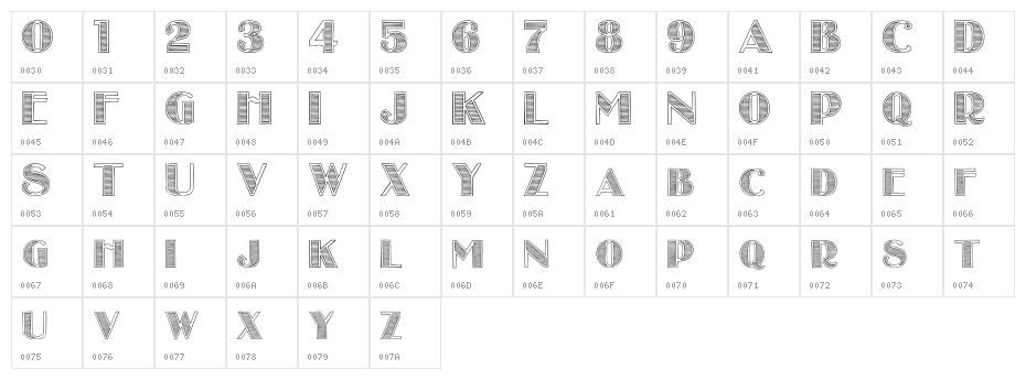 StripesCaps Character Map