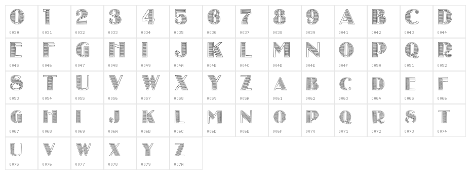 StripesCaps Character Map