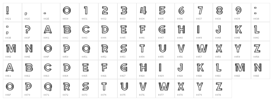 Stroke Regular Character Map