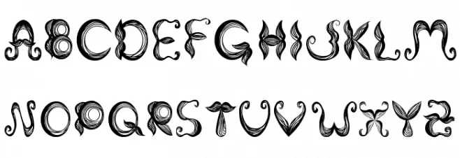 Stroke mustache フォント 小文字