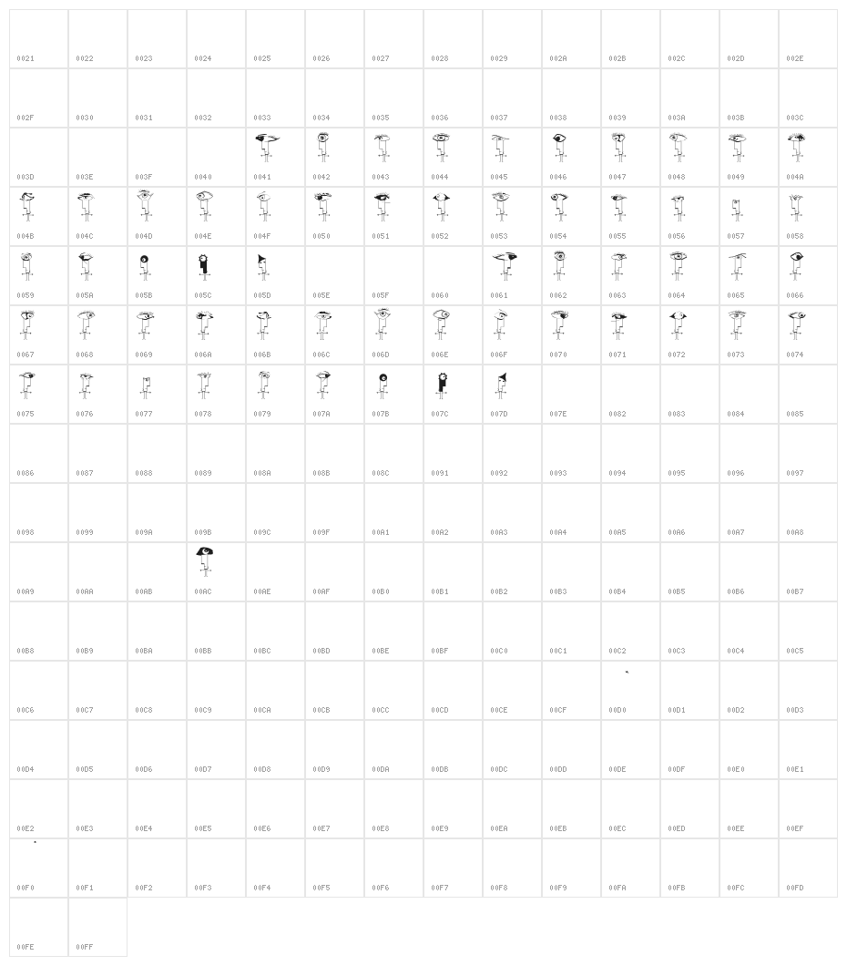 Strokemen Character Map