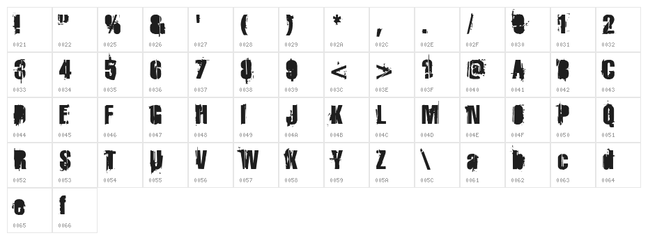 StrokeyBacon Character Map